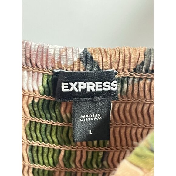 Express Brown Floral Milkmaid Top Sz Large Cottagecore Square Neck - Picture 4 of 6